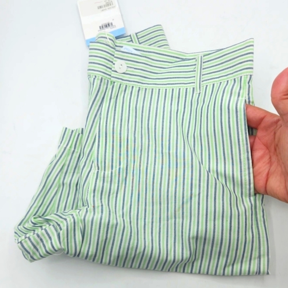 BELLA BLISS Wilson Shorts Vineyard Stripe In Green Blue and White Size 12 - Picture 4 of 11